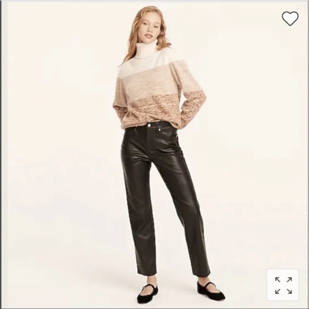 J.Crew High-rise classic straight Faux leather pant  BD287 Green New!